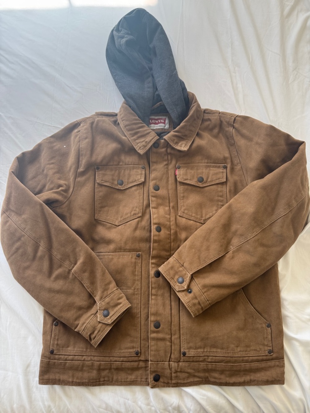 Levi’s Spread Collar Heavy Cotton Canvas Trucker Jacket Brown